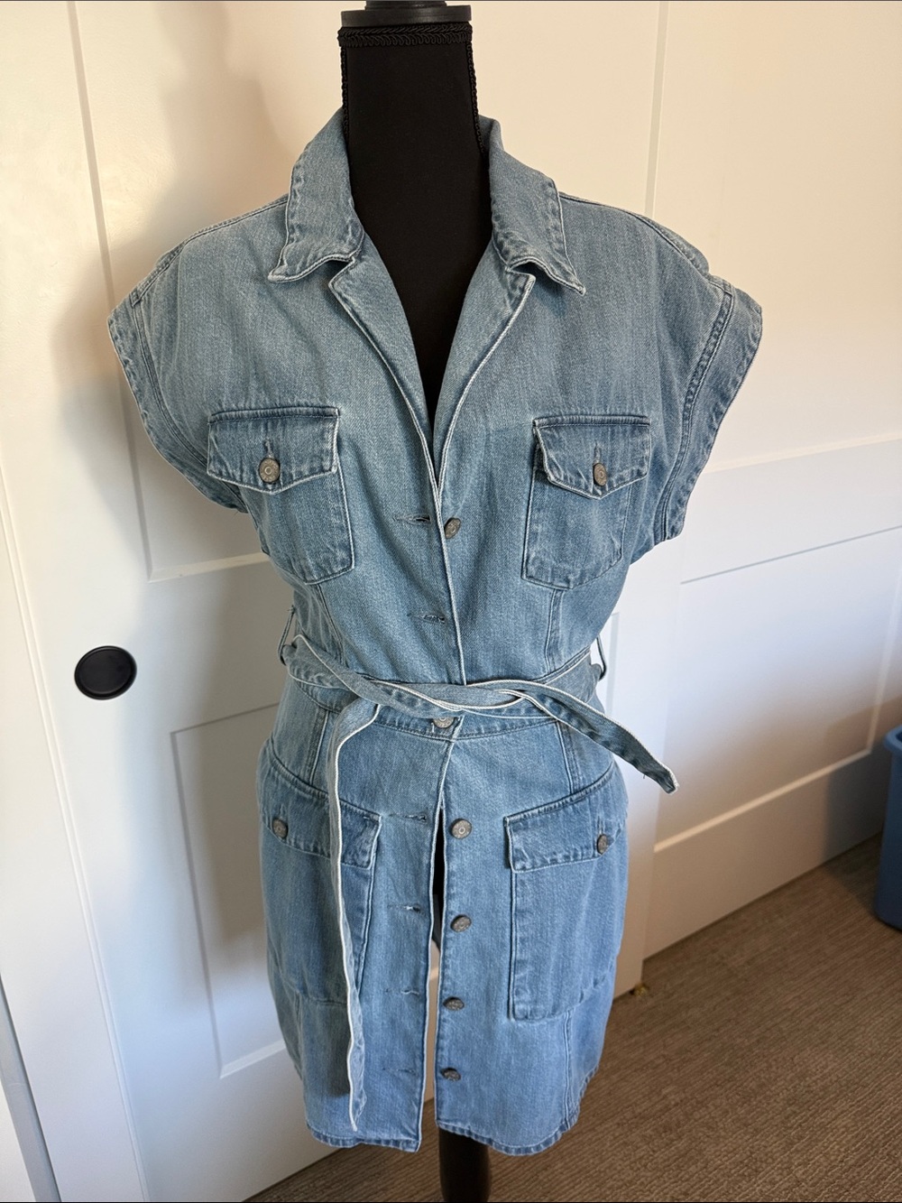 Boyish Light Blue Denim Midi Shirt Dress
